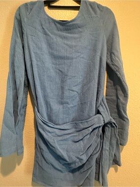 Free people Blue Long-Sleeve women’s dress with Side Tie